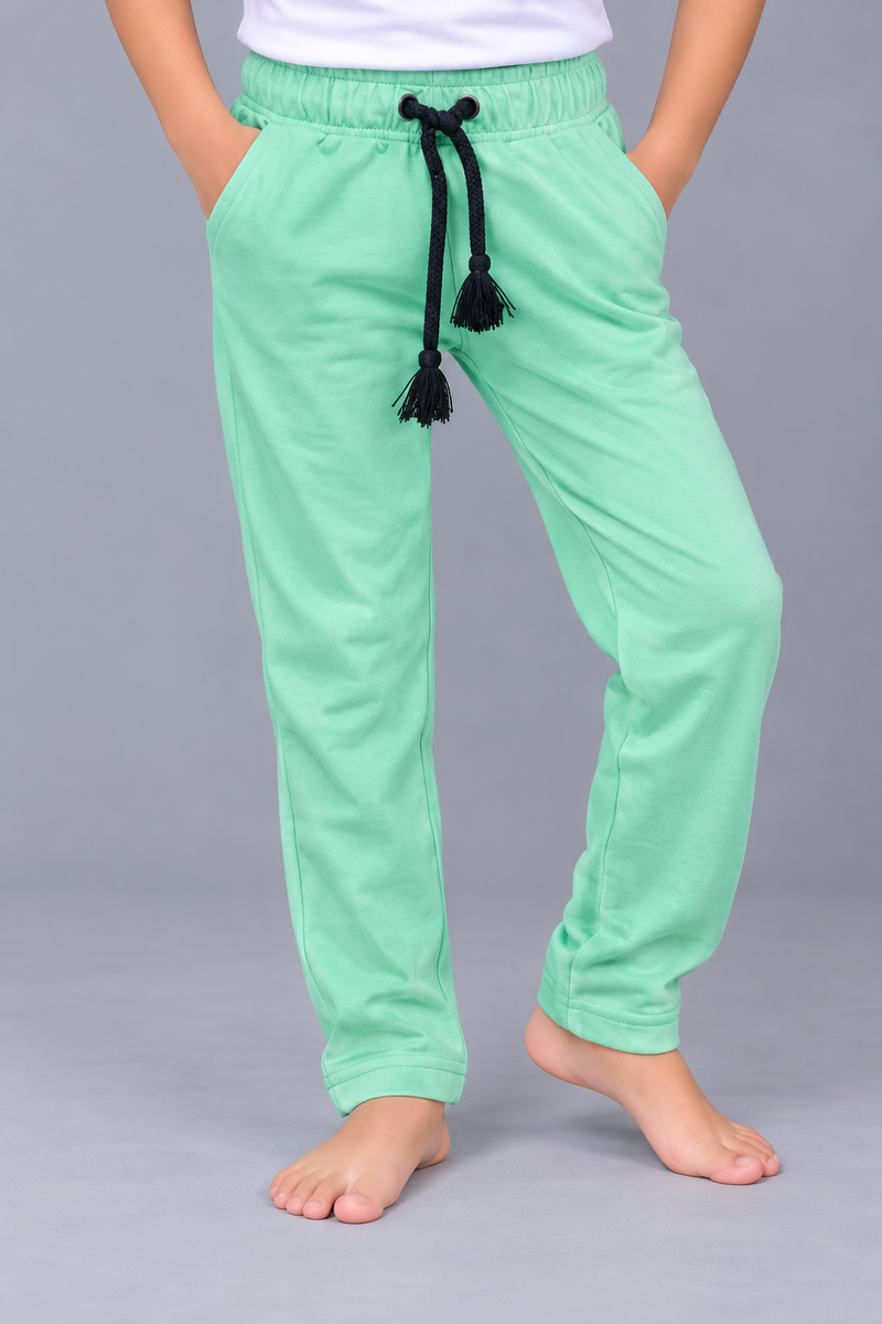 Girls Kids Premium Casual Trouser with Black Drawstring-Mint Green-MU82