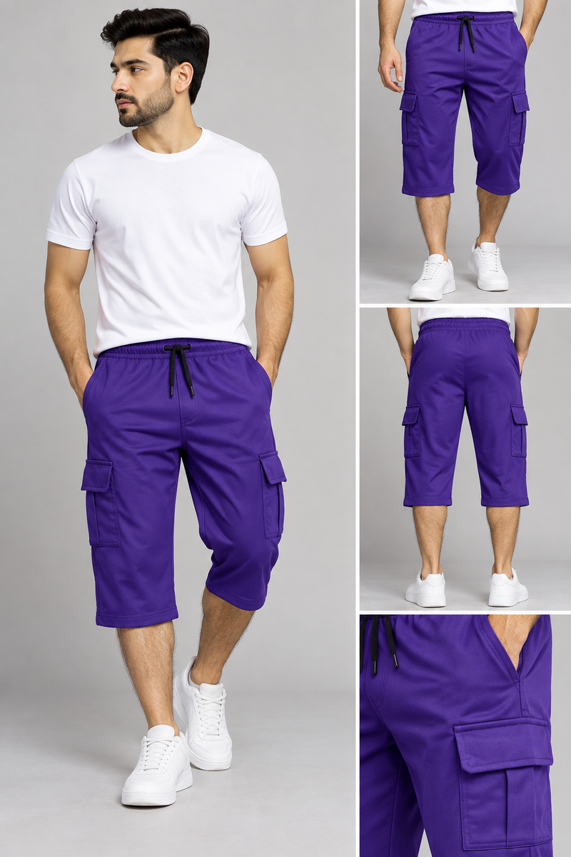 Men’s moral Purple Cargo Shorts – Stylish & Comfortable Casual Wear hu103