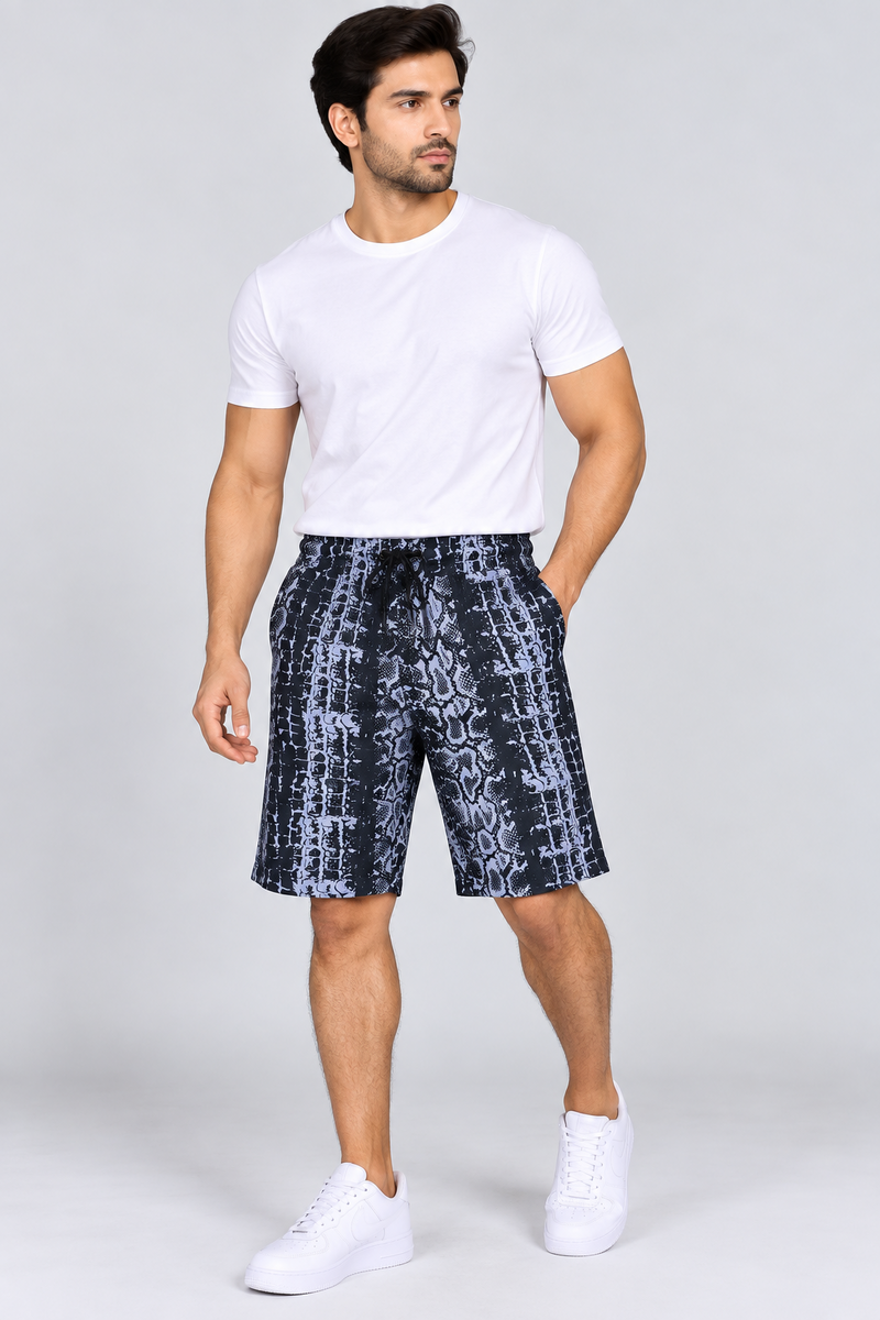 Next Summer Single Jersey Short For Men-Allover Pink Leaf Print-SP8295
