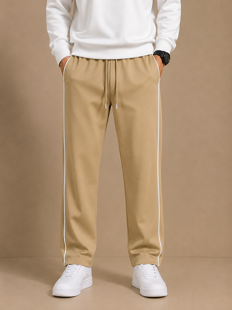 Stylish Regular Fit Both Season Trouser For Men Light brown with white stripes tr3