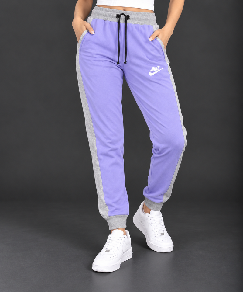 Women’s Lavender & Grey Colorblock Fleece Jogger Trouser-MU480