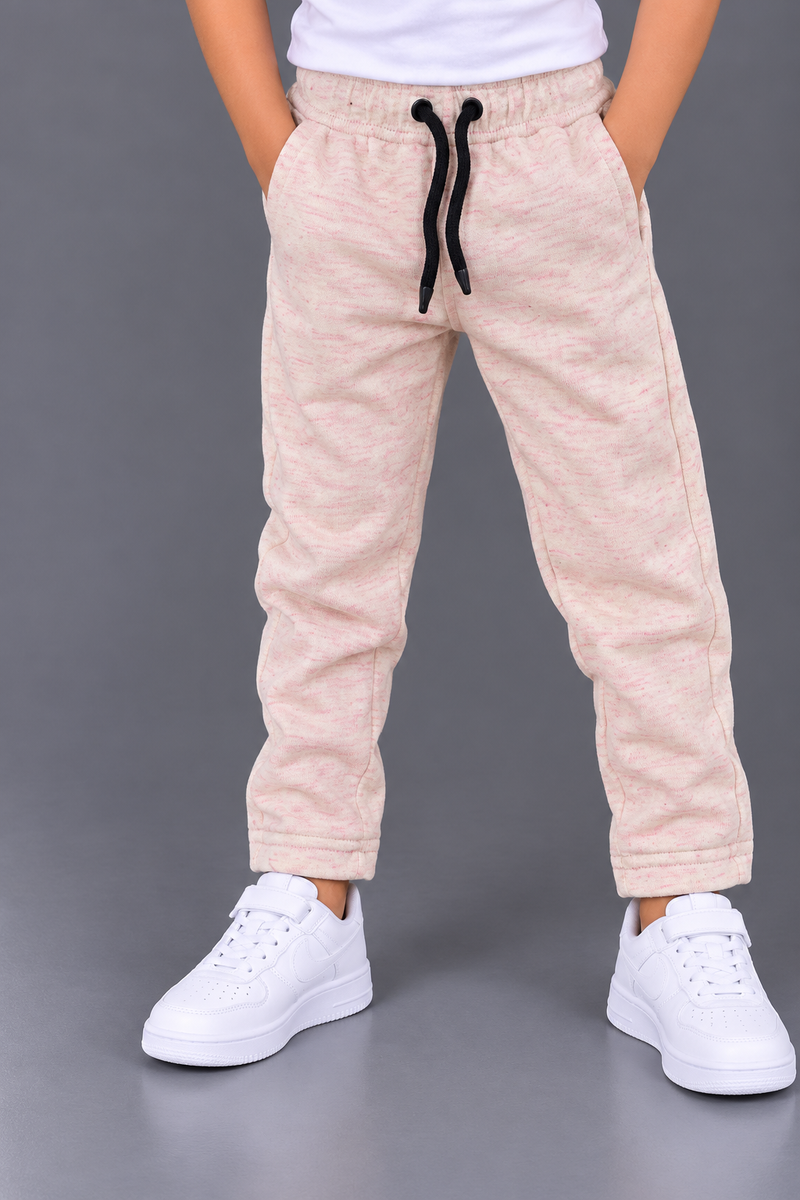 Kids Light Pink Melange Jogger Trouser-MU291