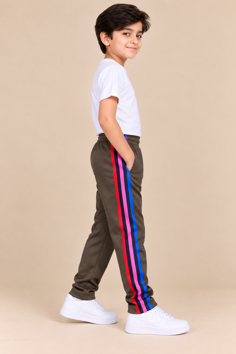 Premium Jogger Both Trouser For Kids-Dark Brown- MU16