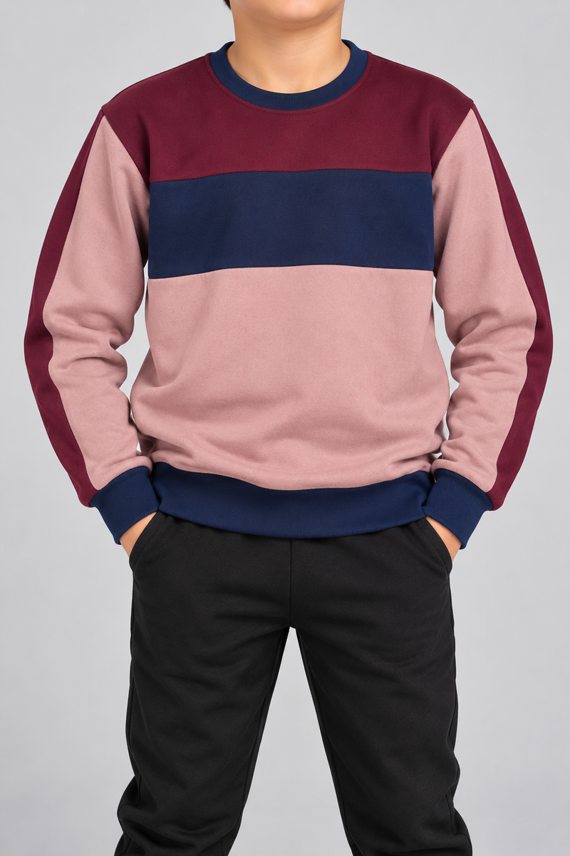 Man's Colour Block Sweatshirt – Dusty Pink-MU100