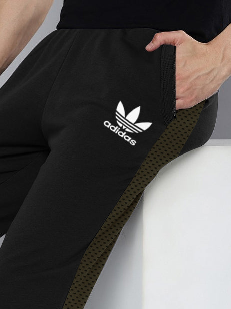 ADS Terry Fleece Jogger Sweatpant For Men-Black with Panel-BR14573