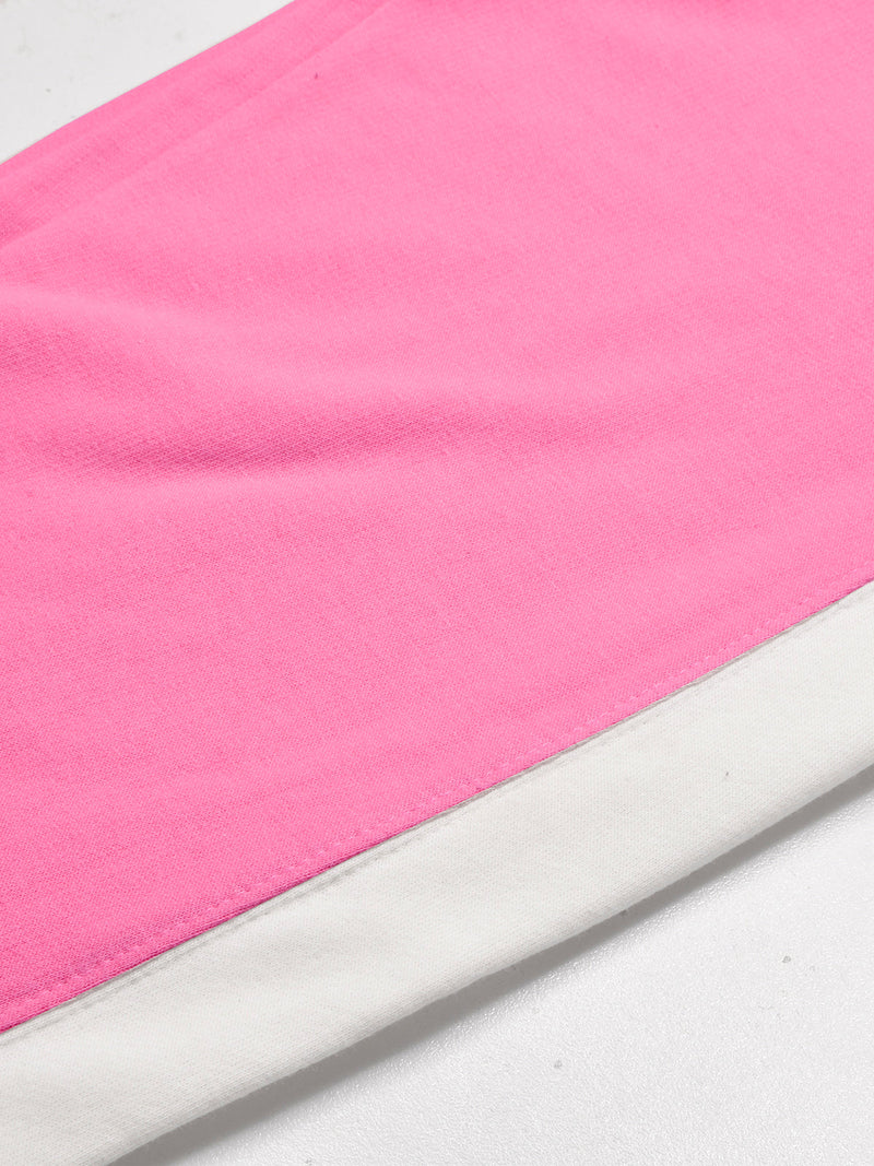 16Sixty Fleece Zipper Tracksuit For Women-Pink with White Panels-BE2141/BR14254