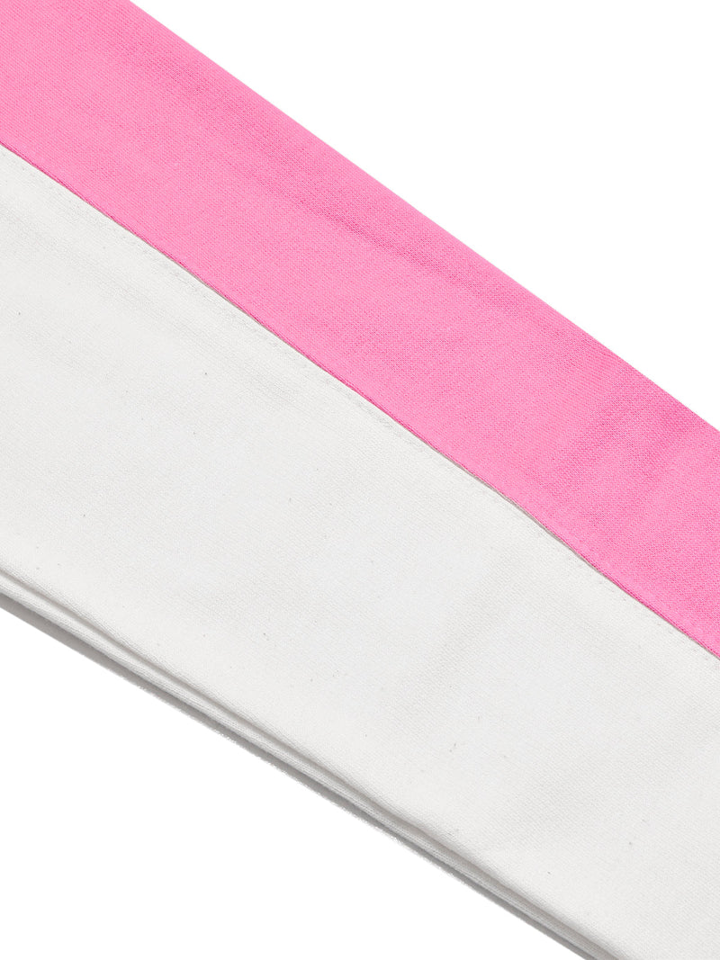16Sixty Fleece Zipper Tracksuit For Men-Pink with White Panels-BR873