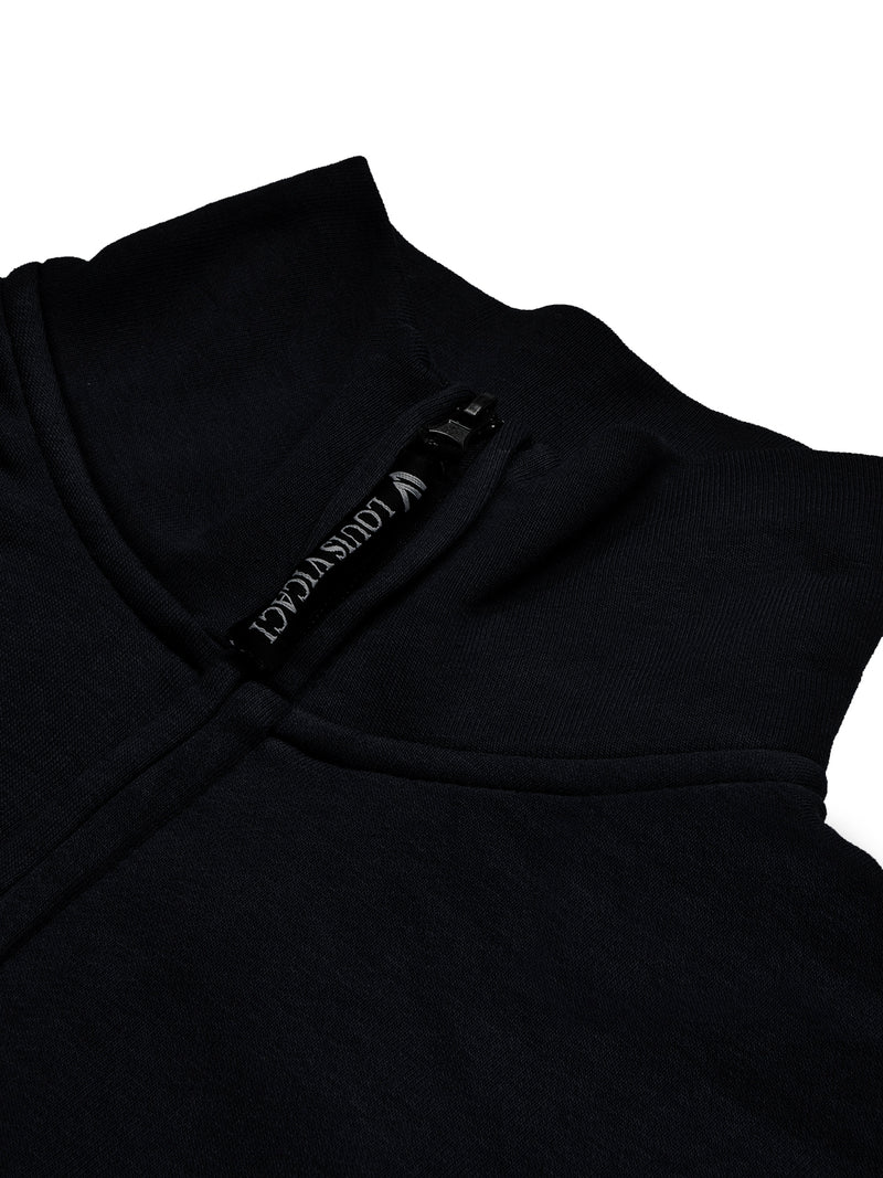 Louis Vicaci Stylish Zipper Mock Neck For Men-Black-BR967