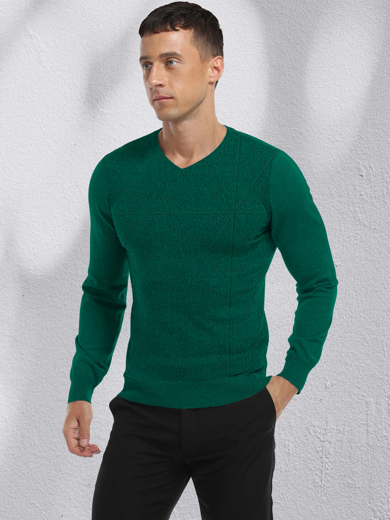 Louis Vicaci Full Sleeve Wool Sweatshirt For Men-Dark Green-BR1035