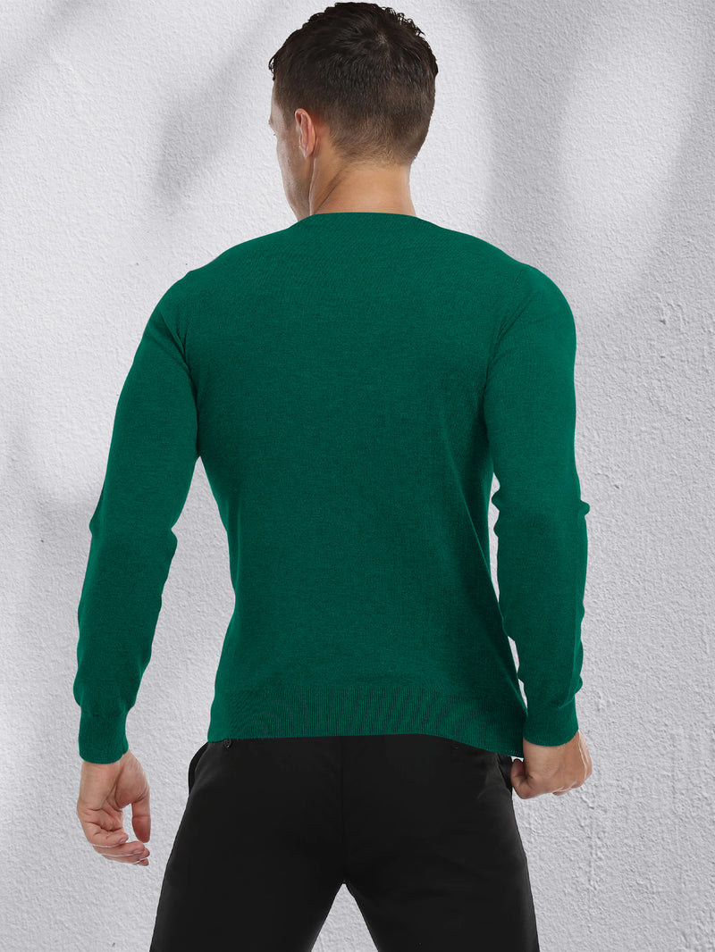 Louis Vicaci Full Sleeve Wool Sweatshirt For Men-Dark Green-BR1035