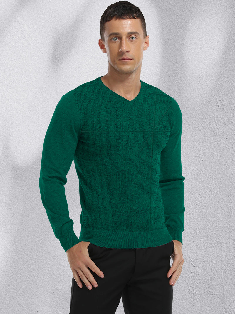 Louis Vicaci Full Sleeve Wool Sweatshirt For Men-Dark Green-BR1035
