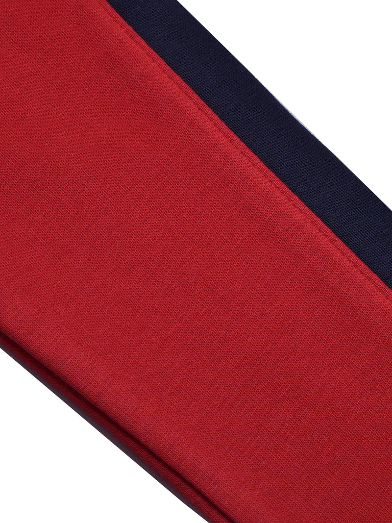 BTS Fleece Tracksuit For Kids-Red with Navy Panels-BR880