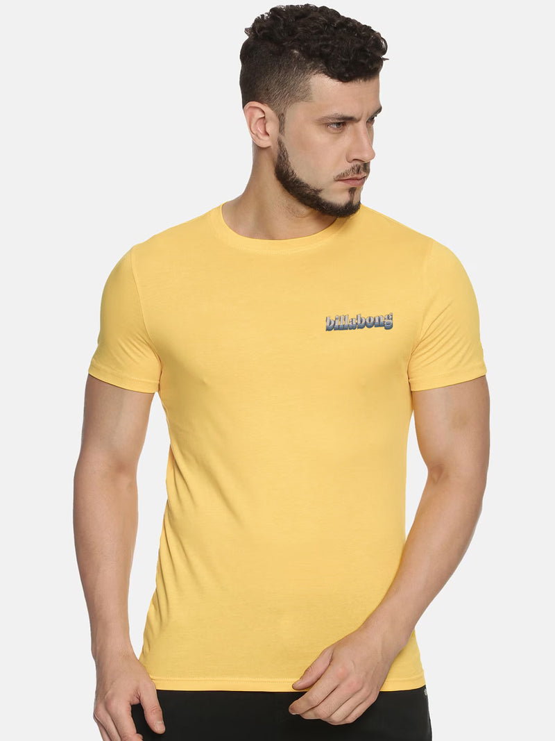 Bilabong Single Jersey Crew Neck Tee Shirt For Men-Yellow-BE13274