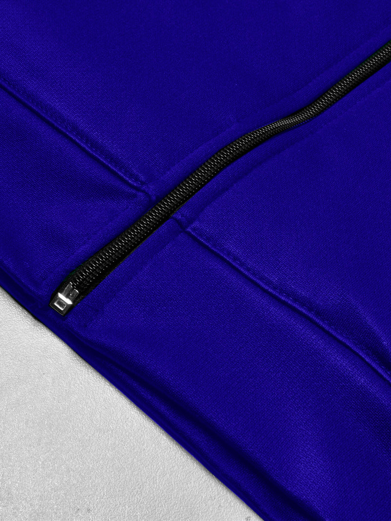 TNF Active Wear Zipper Fur Bomber Jacket For Men-Royal Blue-RT1116