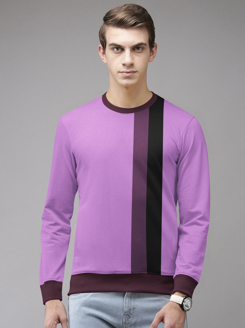 CHIRUCA Fleece Sweatshirt For Men-Magenta with Black & Maroon Panel-BR14637