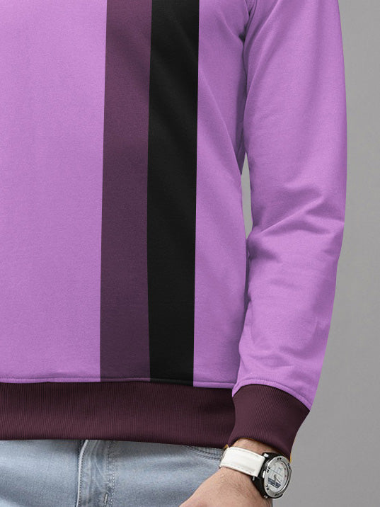 CHIRUCA Fleece Sweatshirt For Men-Magenta with Black & Maroon Panel-BR14637