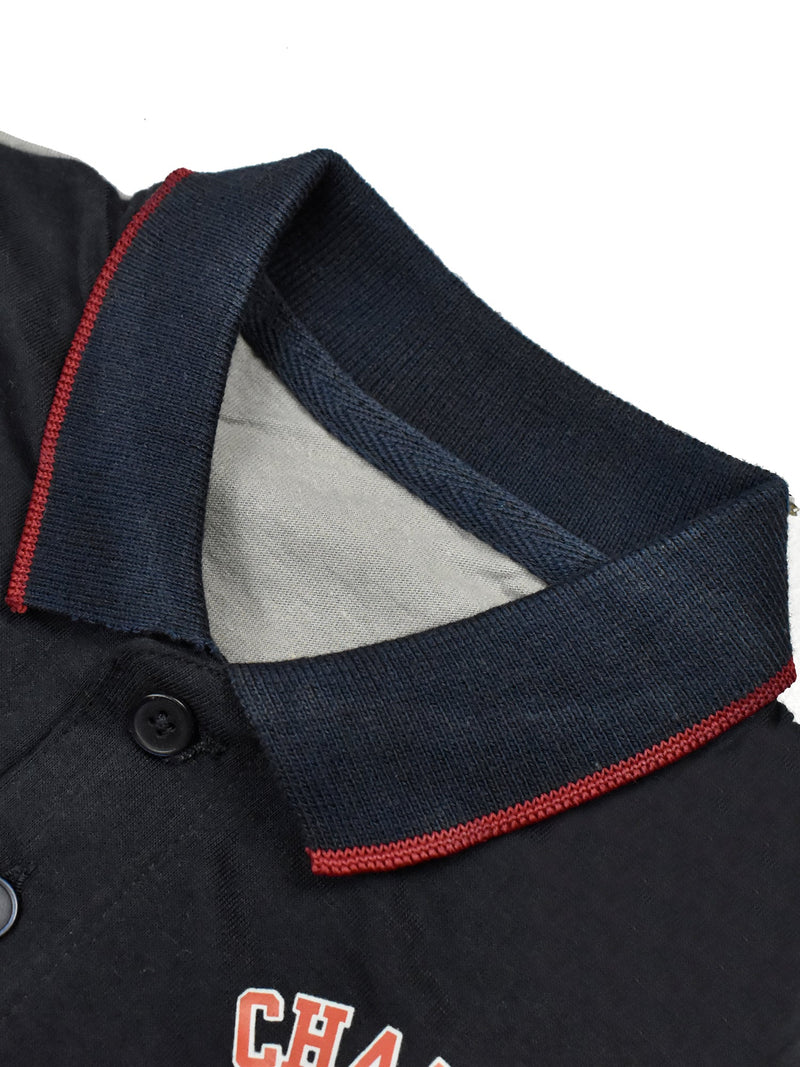 Champion Single Jersey Polo Shirt For Kids-Grey with Red & Navy Panels-BR13182