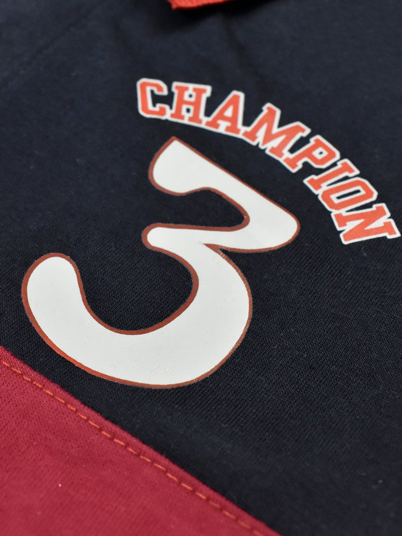 Champion Single Jersey Polo Shirt For Kids-Grey with Red & Navy Panels-BR13182