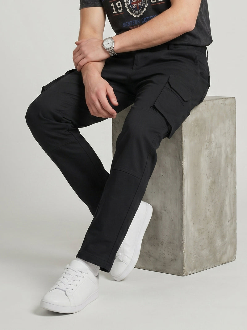 Black Cargo Trouser For Men-BE0842