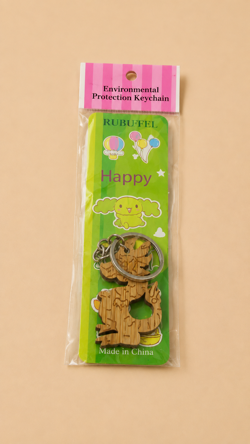 Eco-Friendly Wooden Dragon Keychain – Stylish Car & Home Key Ring  .