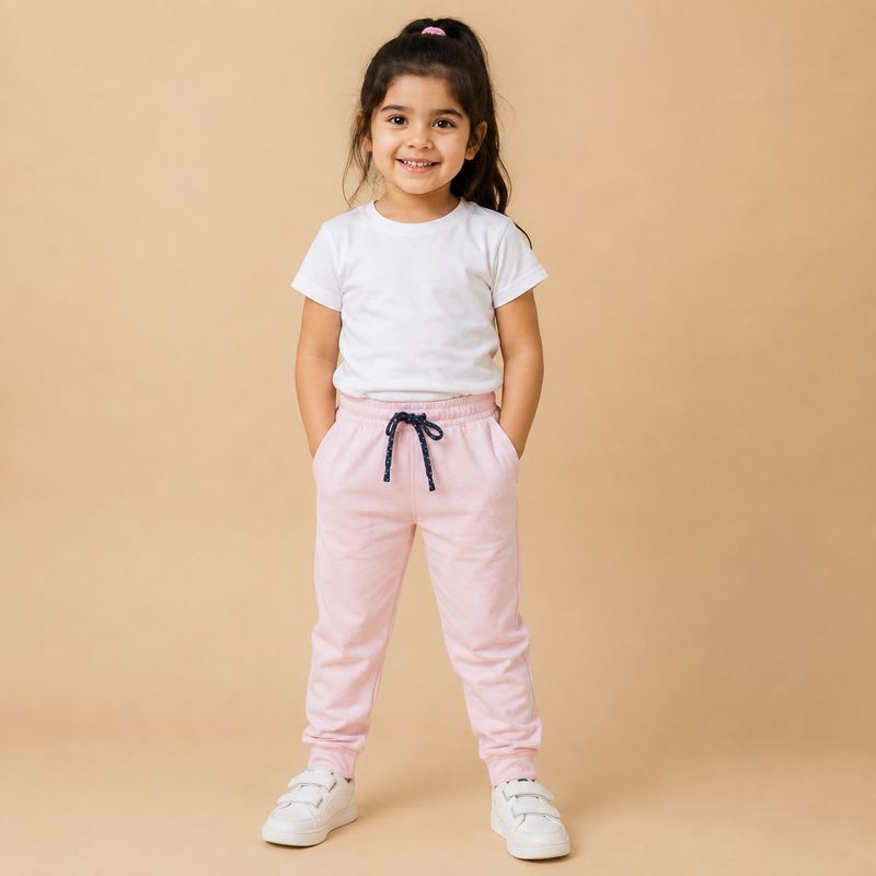 Kids Light Pink Jogger Pants – Soft & Comfortable Casual Trouser na165
