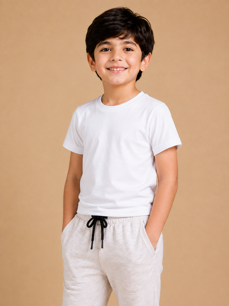 Kids Classic Plain White Cotton T-Shirt – Soft & Comfortable na7