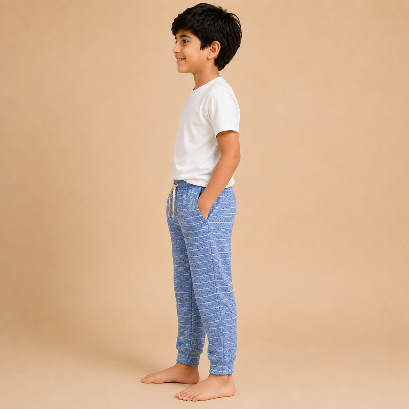 Kids Blue Melange Jogger Pants – Soft & Comfortable Casual Wear na17