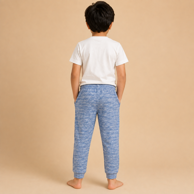Kids Blue Melange Jogger Pants – Soft & Comfortable Casual Wear na17
