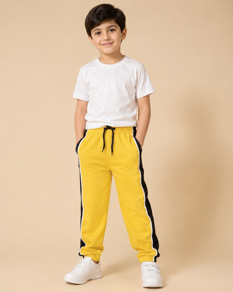 Premium Boys Trouser-Yellow with Navy -T06