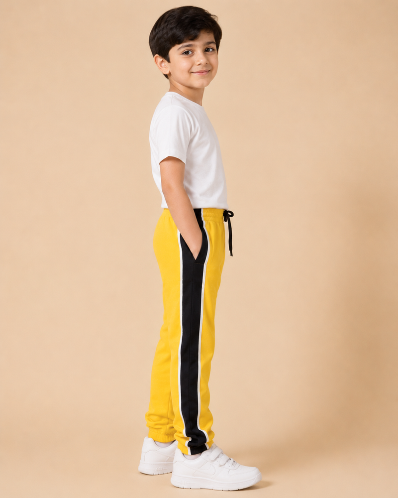 Premium Boys Trouser-Yellow with Navy -T06