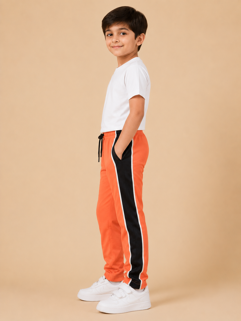 Premium Boys Trouser-Orange with Navy-T14