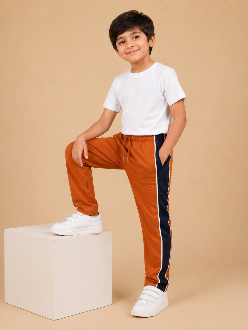 Premium Boys Trouser-Drak Orange with Navy-T12