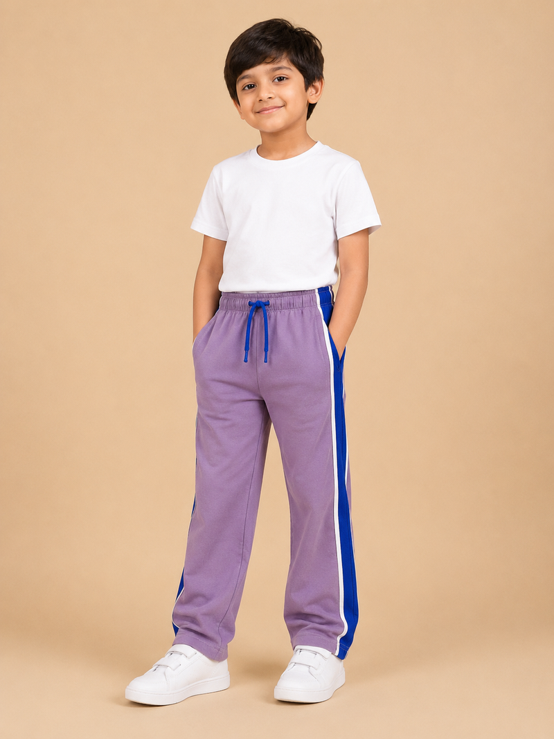 Premium Boys Trouser-Light Purple with Royal blue-T07