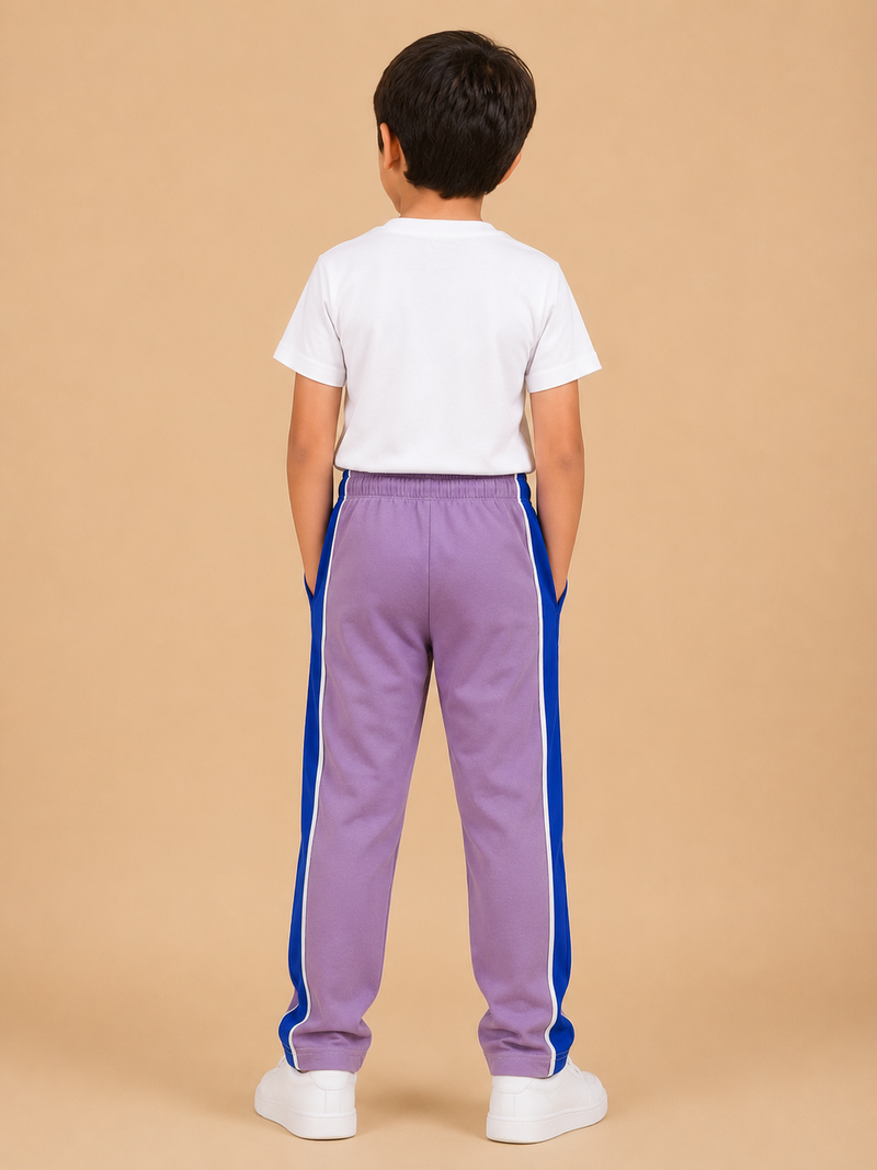 Premium Boys Trouser-Light Purple with Royal blue-T07