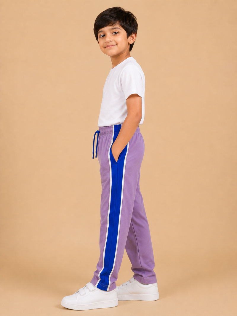 Premium Boys Trouser-Light Purple with Royal blue-T07