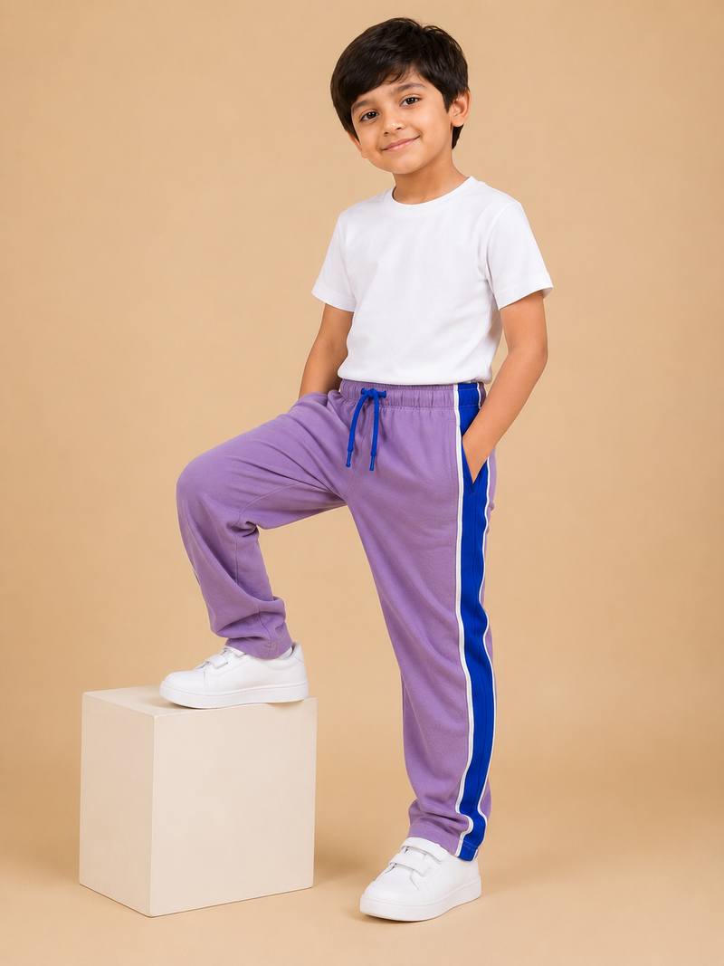 Premium Boys Trouser-Light Purple with Royal blue-T07