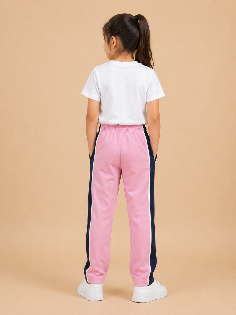 Premium Girls Trouser-Pink with Navy-T11