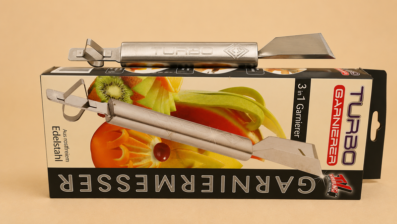 Turbo 3-in-1 Stainless Steel Garnier & Fruit Carving Tool