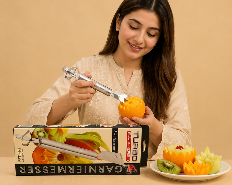 Turbo 3-in-1 Stainless Steel Garnier & Fruit Carving Tool