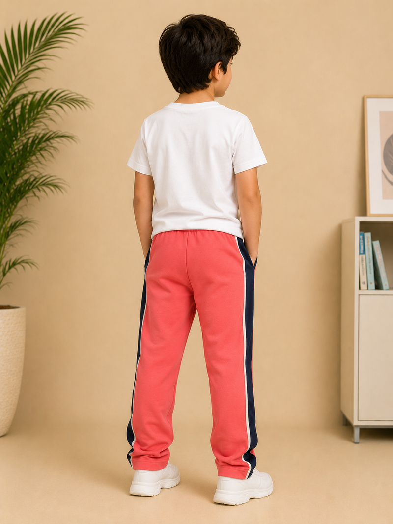 Premium Boys Trouser-Dark Pink  with Navy-T16