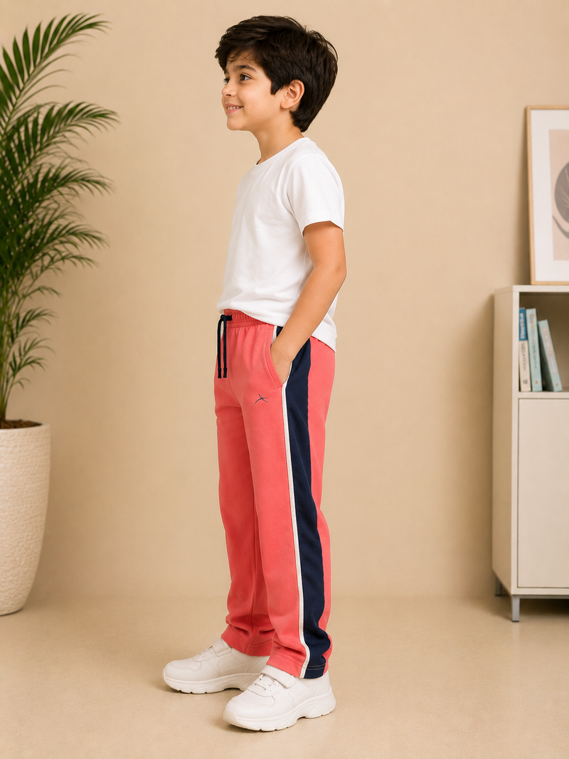 Premium Boys Trouser-Dark Pink  with Navy-T16