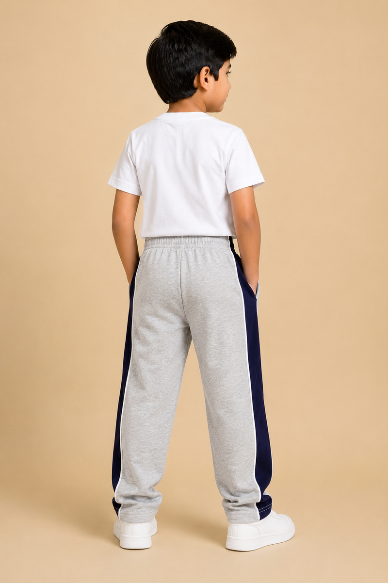Premium Boys Trouser- Gray with navy -T01
