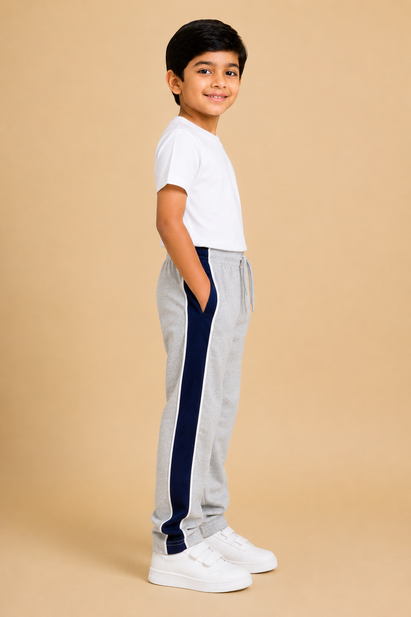 Premium Boys Trouser- Gray with navy -T01