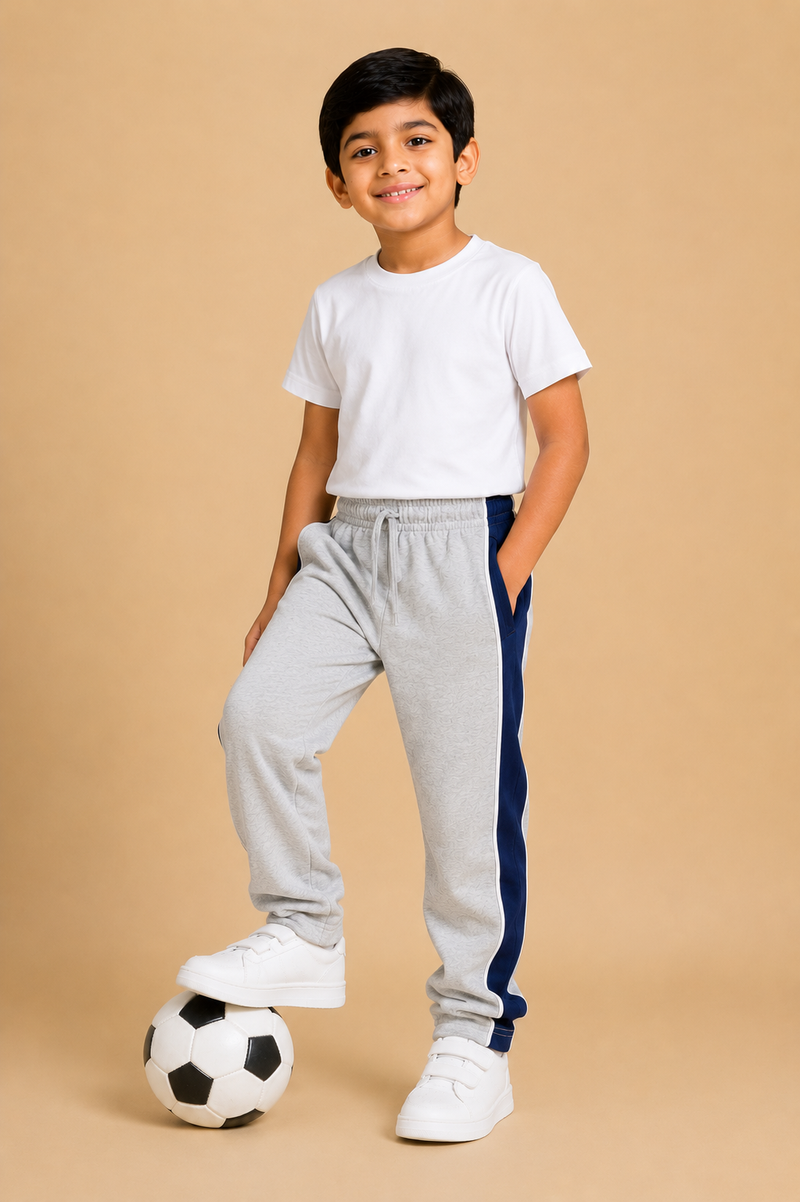 Premium Boys Trouser- Gray with navy -T01