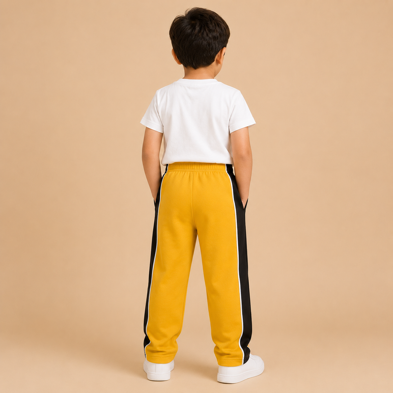 Premium Boys Trouser-Mustard Yellow With Navy -T23