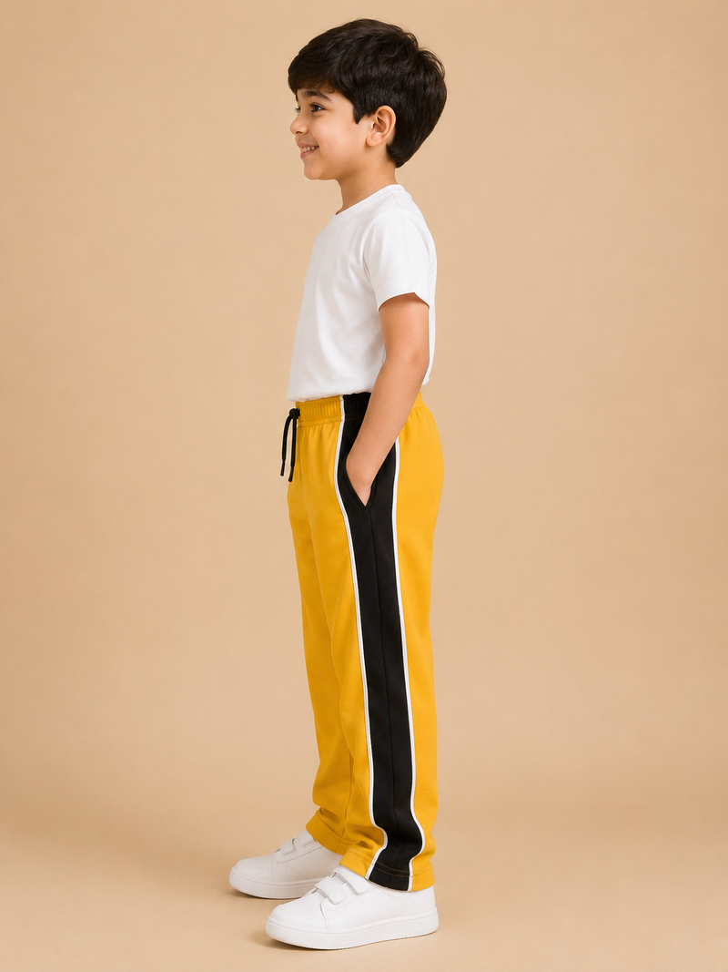 Premium Boys Trouser-Mustard Yellow With Navy -T23