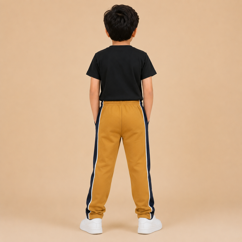Premium Boys Trouser-  Golden Mustard With Navy -T33