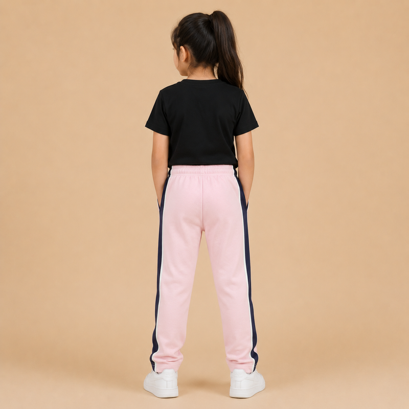 Premium Boys Trouser- Light Baby Pink With Navy -T34
