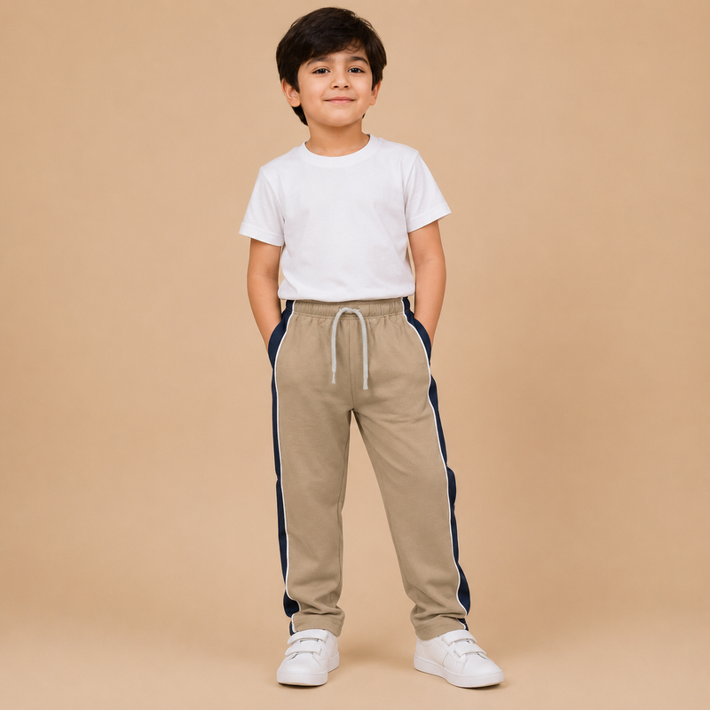 Premium Boys Trouser-Khaki With Navy -T36