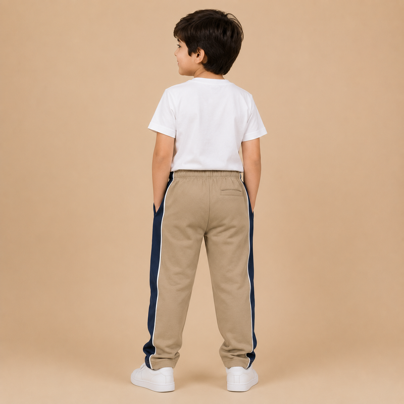 Premium Boys Trouser-Khaki With Navy -T36